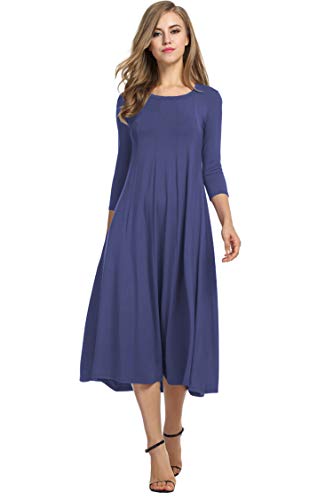 Photo 1 of Hotouch Women's Chic Crew Neck 3/4 Sleeve Party Homecoming Aline Dress (Purple Gray XL)
