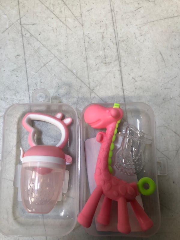 Photo 1 of Generic Pink Giraffe Silicone Baby Teether