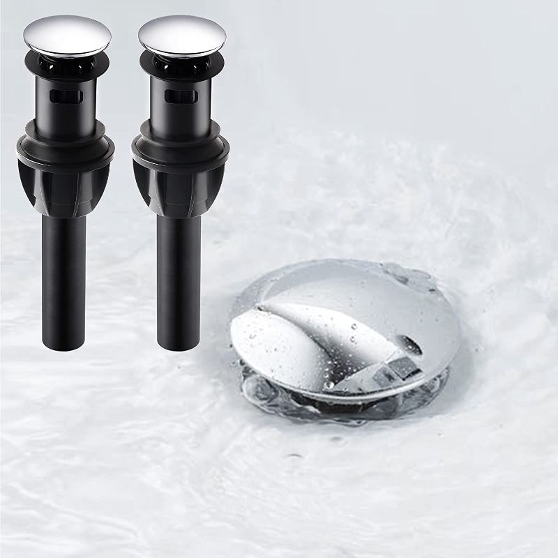 Photo 1 of 2 Pack Pop Up Sink Drain with Overflow, Bathroom Sink Drain Stopper Vessel Sink Lavatory Vanity Pop Up Drain Stopper, Vessel Sink Drain Assembly with Anti-Clogging Strainer, Polished Chrome
