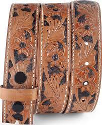 Photo 1 of Belt for buckle Western Leather Engraved Tooled Strap w/Snaps for Interchangeable Buckles, USA…Size 36
