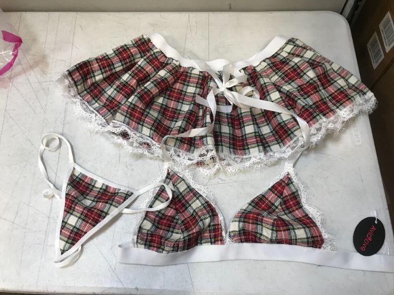 Photo 2 of Avidlove School Girl Lingerie for Women Sexy Costume Plaid School Uniform Roleplay Exotic Student Lingerie Set
Size: M