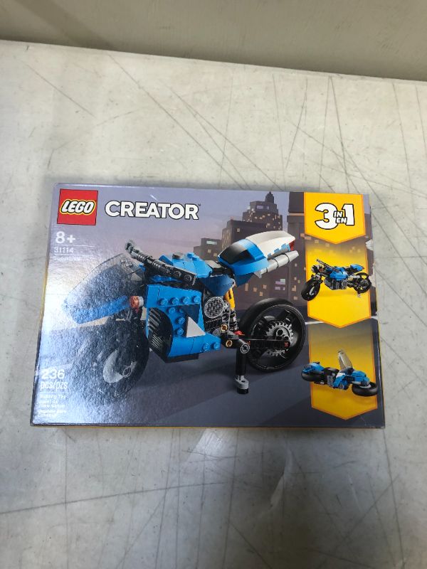 Photo 1 of LEGO Creator 3in1 Superbike 31114 Toy Motorcycle Building Kit; Makes a Great Gift for Kids Who Love Motorbikes and Creative Building, New 2021 (236 Pieces)
