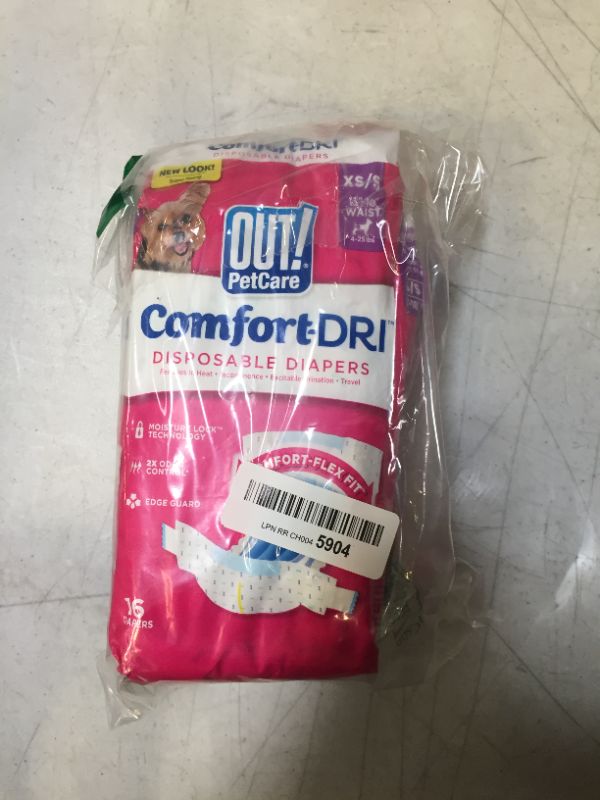 Photo 3 of OUT! Disposable Female Dog Diapers, Extra Small/Small: 13 to 18-in waist, 16 count