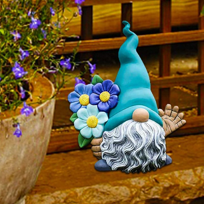 Photo 1 of Magic Gnomes Statues,Garden Miniature Sculpture,Miniature for Home Decoration Outdoor Ornament Yard Lawn Patio Garden Gnome Decor (Hello Light Blue Magic Dwarf)
