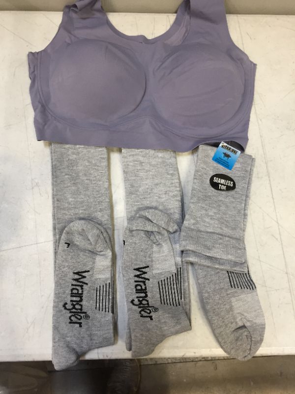 Photo 1 of grey socks and womens bra 1x 