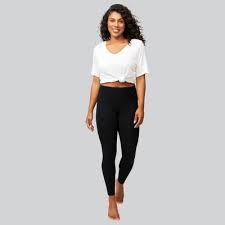 Photo 1 of Hanes EcoSmart Women's High-Waist Cotton Blend Shaping Leggings - Black meidum
