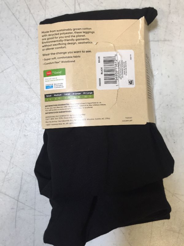 Photo 3 of Hanes EcoSmart Women's High-Waist Cotton Blend Shaping Leggings - Black meidum
