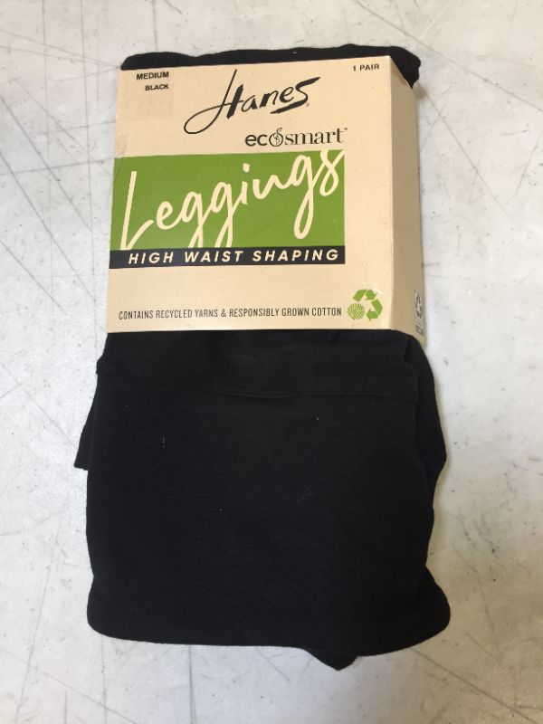 Photo 2 of Hanes EcoSmart Women's High-Waist Cotton Blend Shaping Leggings - Black meidum
