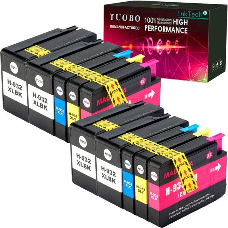 Photo 1 of Tuobo Compatible Ink Cartridge Replacement for 932XL 933XL 932 933 Work with Officejet 6600, Officejet 6700, Officejet 7612, Officejet 6100, Officejet 7610, Officejet 7110 (4BK+2C+2M+2Y)