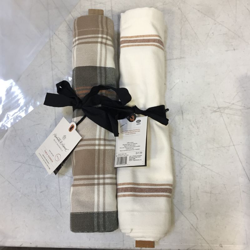 Photo 3 of 2 pack - Engineered Border Stripes Table Runner Sand Dune Brown/Sour Cream - Hearth & Hand™ with Magnolia