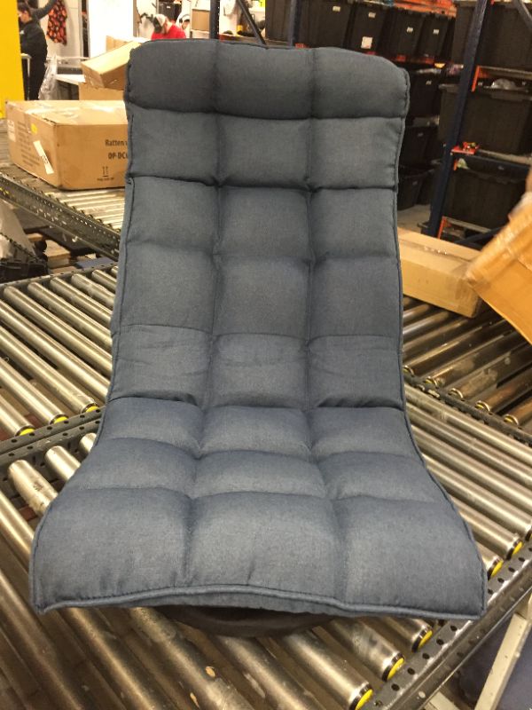 Photo 1 of blue tuffed foldable chair -- 2ft tall --like new 
