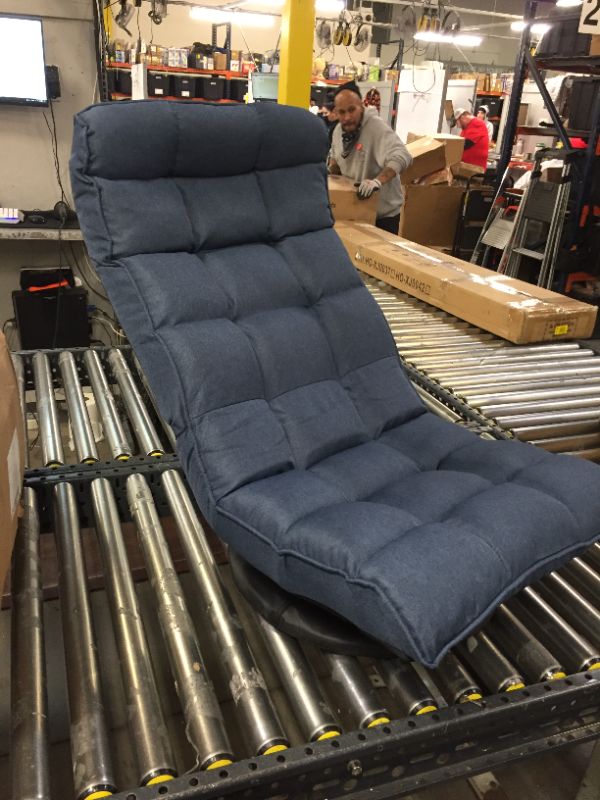 Photo 2 of blue tuffed foldable chair -- 2ft tall --like new 