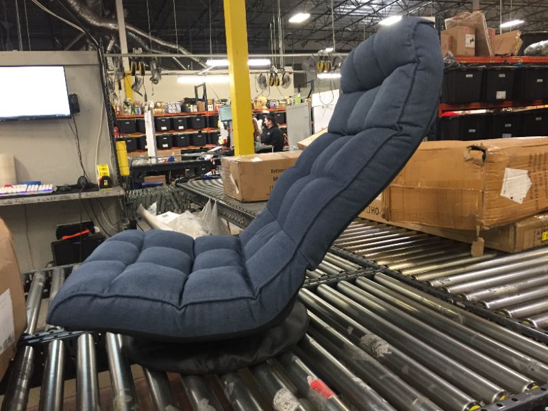 Photo 1 of blue tuffed foldable chair -- 2ft tall --like new 