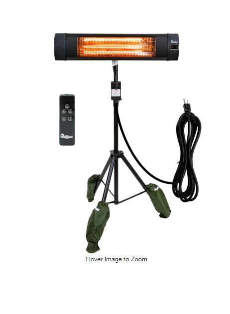Photo 1 of 1500-Watt Indoor/Outdoor Carbon Infrared Patio Heater, with Tripod and Remote, Black
