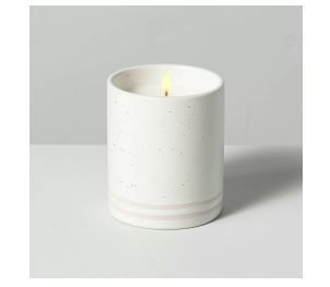 Photo 1 of 7.1oz Sea Salt Bergamot Speckle Striped Ceramic Seasonal Candle - Hearth & Hand
