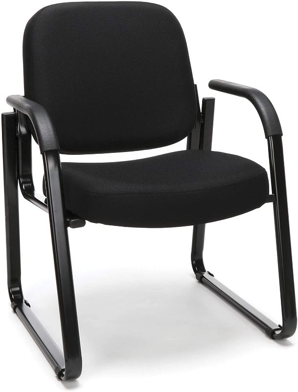 Photo 1 of OFM Fabric Guest and Reception Chair w/Arms and Extra Thick Cushion Black