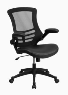 Photo 1 of Flash Furniture Black Leather/Mesh Contemporary Adjustable Height Swivel Task Chair