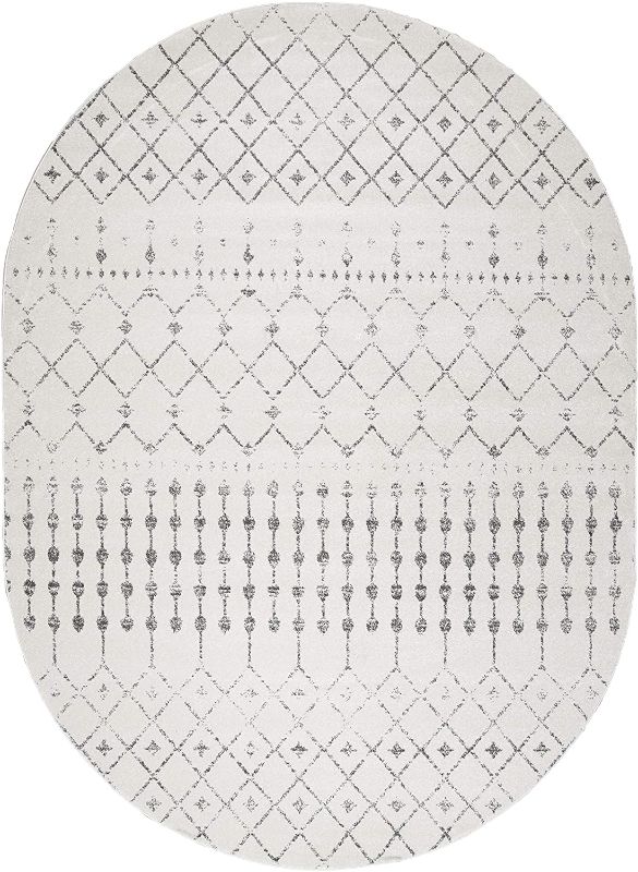 Photo 1 of 
nuLOOM Moroccan Blythe Area Rug, 3 feet x 5 feet Oval, Grey/Off-white