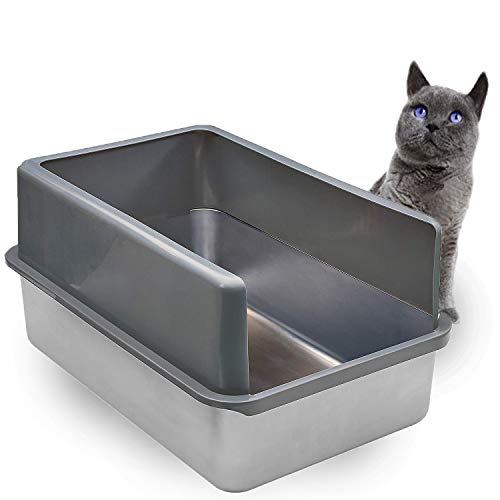 Photo 1 of  iPrimio Enclosed Sides Stainless Steel Cat XL Litter Box Keep Litter in The Pan - Never Absorbs Odor, Stains, or Rusts - No Residue Build Up - Easy Cleaning Litterbox Designed by Cat Owners