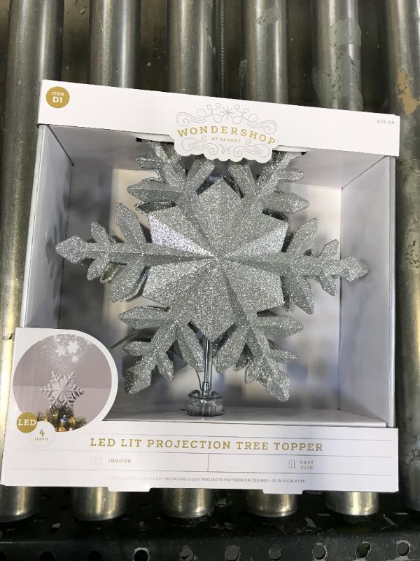 Photo 2 of 10in 4 Led Light Glitter Snowflake Silver - Wondershop™