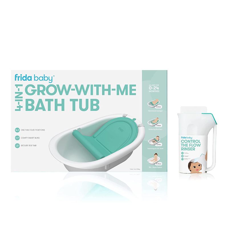 Photo 1 of 4-in-1 Grow-with-Me Bath Tub & Control The Flow Rinser Cup Bath Time Kit
