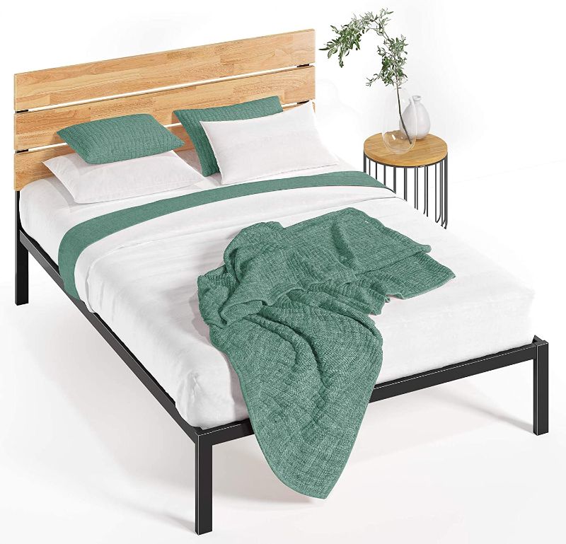 Photo 1 of Zinus Paul Metal and Wood Platform Bed with Wood Slat Support, Twin
** PACKAGE IS DAMAGED **