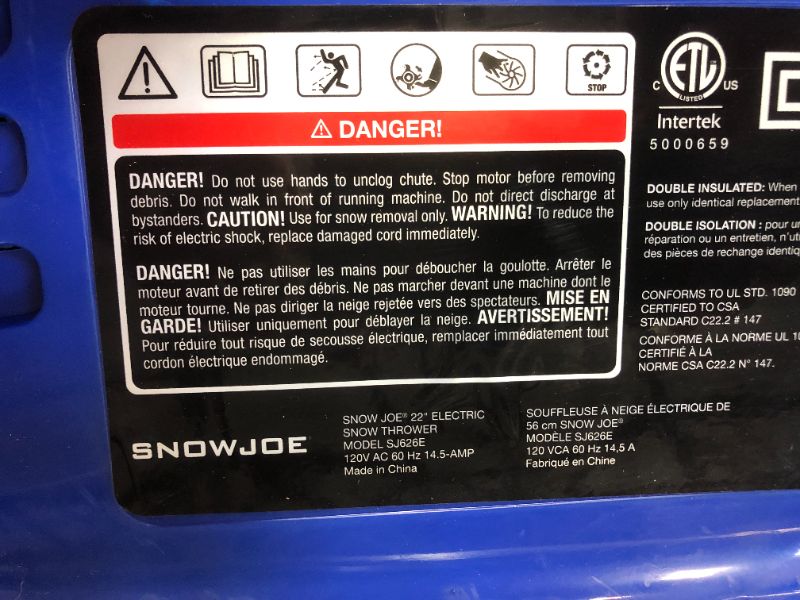 Photo 5 of Snow Joe SJ626E Electric Snow Thrower | 22-Inch | 14.5 Amp