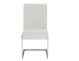 Photo 1 of Baxton Studio Toulan Modern and Contemporary White Faux Leather Upholstered Stainless Steel Dining Chair (Set of 2) / 2 Each