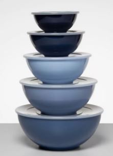 Photo 1 of 5pc Plastic Mixing Bowl Set with Lids Blue - Made By Design™