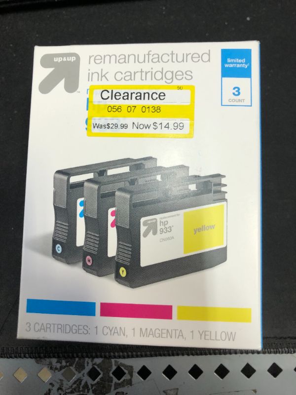 Photo 2 of Cyan/Magenta/Yellow Standard 3-Pack Ink Cartridges - Compatible with HP 933 Ink Series Printers - TAR933CMY - up & up