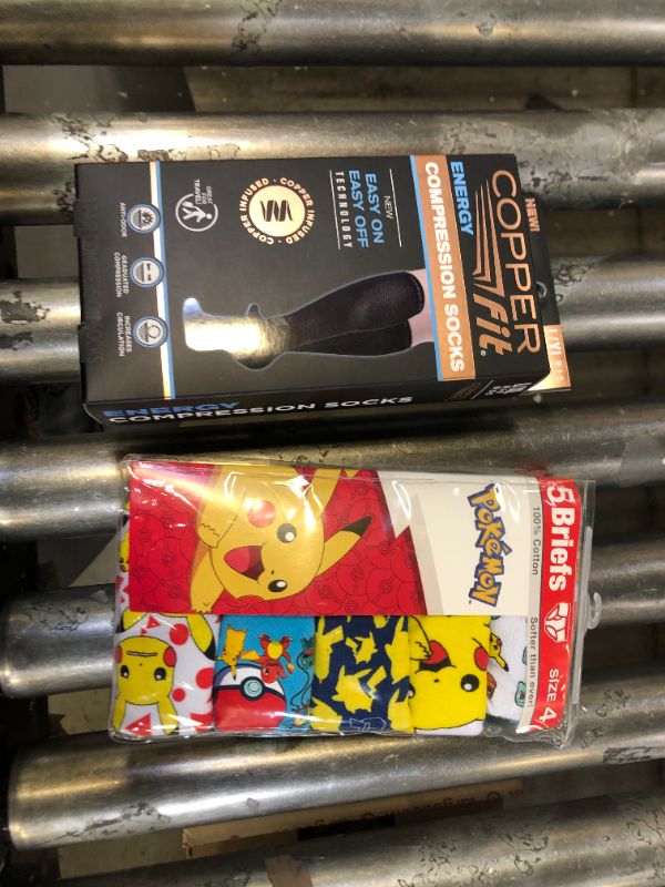 Photo 5 of Boys' Pokemon 5pk Underwear Size 4
and Copper Fit Compression Socks - L/XL