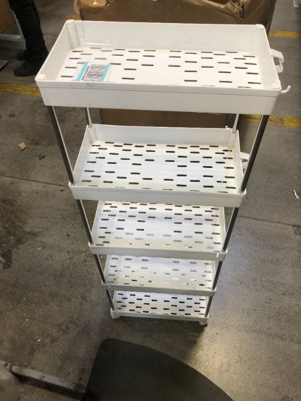 Photo 1 of 5 Tier White Rolling Cart Organizer