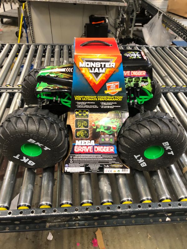 Photo 1 of Monster Jam Official Mega Grave Digger All-Terrain Remote Control Monster Truck with Lights - 1:6 Scale