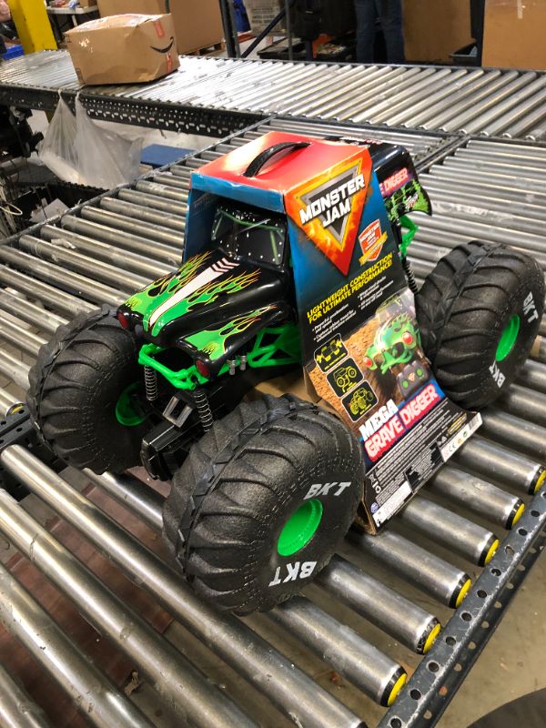 Photo 1 of Monster Jam Official Mega Grave Digger All-Terrain Remote Control Monster Truck with Lights - 1:6 Scale