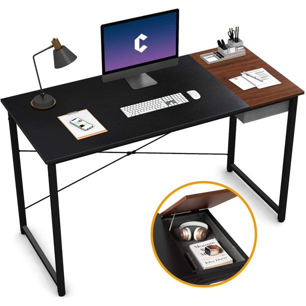 Photo 1 of Cubiker Computer Desk 55" Home Office Writing Study Laptop Table, Modern Simple Style Desk with Drawer, Black Espresso
