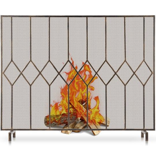 Photo 1 of Amagabeli Fireplace Screens Single Panel Wrought Iron Fire Spark Guard for Indoor Outdoor Bronze Model Number BG458
