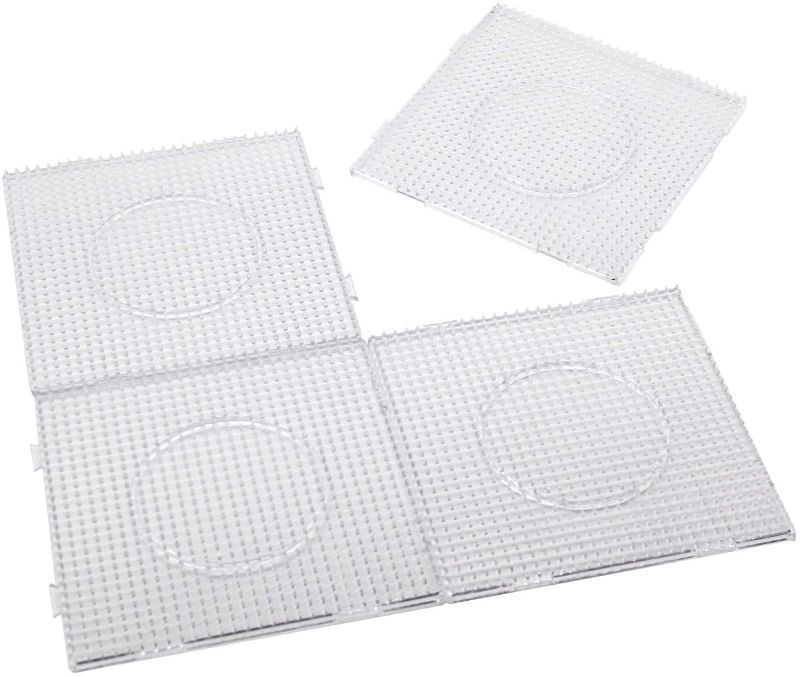 Photo 1 of H&W 4PCS 5mm Fuse Beads Boards, Large Clear Pegboards Kits, with Gift 4 Lroning Paper (WA3-Z1) (SET OF 3, 12 TOTAL BOARDS)
