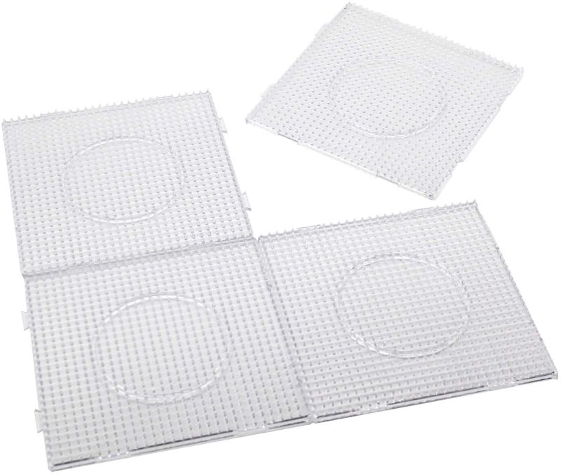 Photo 1 of H&W 4PCS 5mm Fuse Beads Boards, Large Clear Pegboards Kits, with Gift 4 Lroning Paper (WA3-Z1) (SET OF 2, 8 TOTAL BOARDS)
