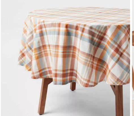 Photo 1 of 70" Cotton Harvest Plaid Round Tablecloth - Threshold™
