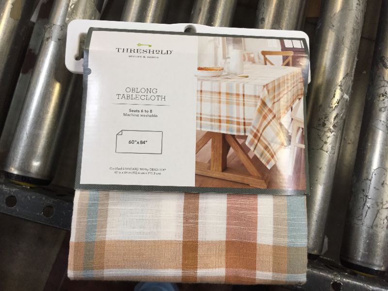 Photo 2 of 84" x 60" Cotton Harvest Plaid Tablecloth - Threshold
