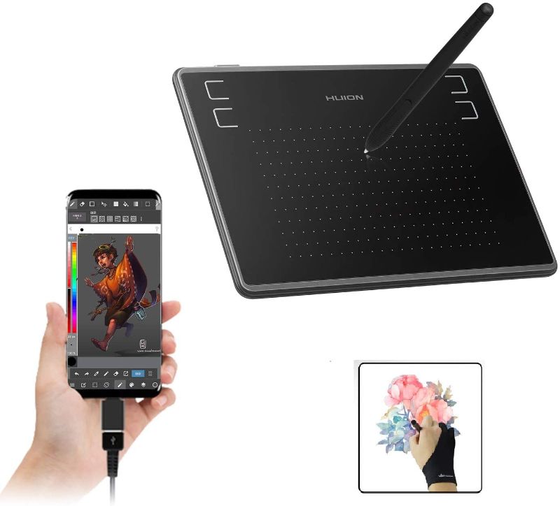 Photo 1 of pair of HUION Inspiroy H430P OSU Graphic Tablets Student Drawing Tablet with Glove and 4 Express Keys, Battery-Free Stylus, Compatible with Chromebook, Mac, PC or Android Mobile---BRAND NEW IN THE BOX 

