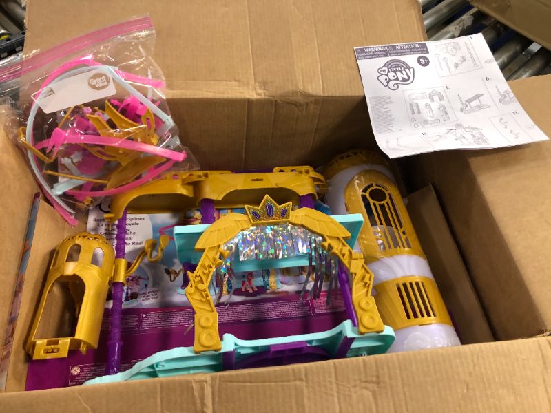 Photo 3 of My Little Pony: A New Generation Movie Royal Racing Ziplines - 22-Inch Castle Playset Toy with 2 Moving Ziplines, Princess Pipp Petals Figure
