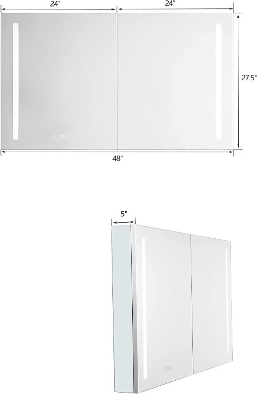 Photo 1 of Bathlink LED Bathroom Aluminum Mirror Cabinet, 48”×27.5”×5”, Recessed or Surface Mount, Defogger, 2 Doors Bathroom Lighted Medicine Cabinet
[[ FACTORY SEALED ]]