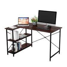 Photo 1 of Bestier Small L Shaped Desk with Shelves 47 Inch Reversible Corner Computer Desk Writing Gaming Storage Table for Home Office Small Space, Oak