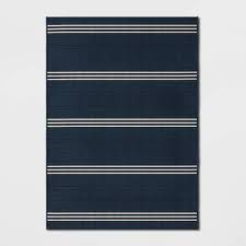 Photo 1 of 5' x 7' Stripe Outdoor Rug Navy - Threshold