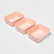 Photo 1 of 6 pack of 3pk Medium Storage Trays Feather Peach - Room Essentials