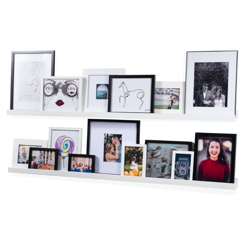 Photo 1 of DENVER Floating Shelves Wall Bookshelf and Picture Ledge – 60" – White – Set of 2
