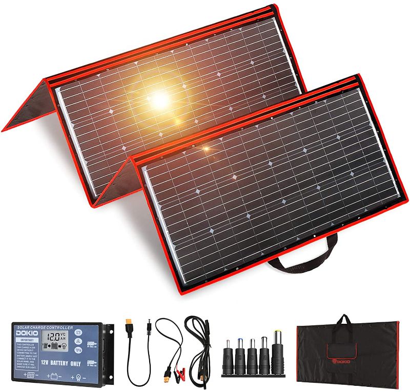 Photo 1 of DOKIO 300w Portable Solar Panel Kit(41x21inch) Flexible Folding Monocrystalline(HIGH Efficiency) Include Charge Controller and Cable for 12v Battery Charging Car Battery AGM RV Camper Van