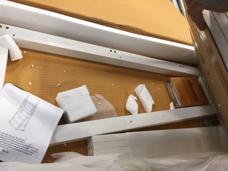 Photo 1 of Amazon Basics Modern 5-Tier Ladder Bookshelf Organizer, Solid Rubberwood Frame - White
