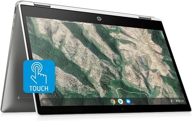 Photo 1 of HP Chromebook x360 14-inch HD Touchscreen Laptop, Intel Celeron N4000, 4 GB RAM, 32 GB eMMC, Chrome (14b-ca0010nr, Ceramic White/Mineral Silver)
